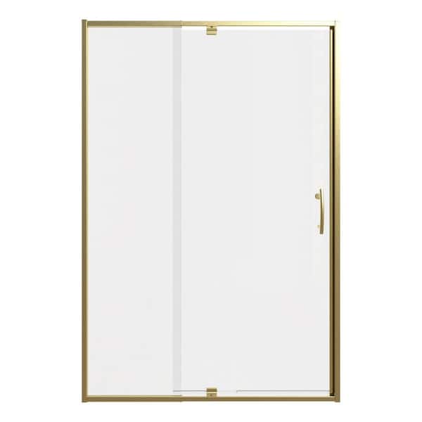 44-48 in. W x 71 in. H Pivot Swing Framed Shower Door in Brushed Gold with Clear SGCC Tempered Glass
