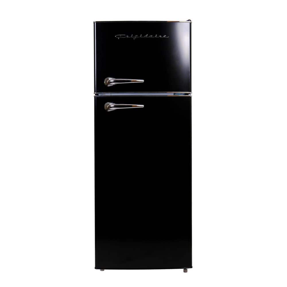 7.5 cu ft Mini Refrigerator with Top Freezer and Chrome Handles in Black