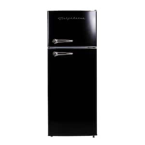 7.5 cu ft Mini Refrigerator with Top Freezer and Chrome Handles in Black