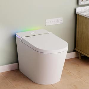 Elongated Smart Bidet Toilet 1.32 GPF in White with Adjustable Sprayer Settings, Built-In Aromatherapy, Foot Sensor