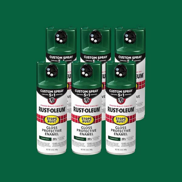 Rust-Oleum Stops Rust 12 oz. Custom Spray 5-in-1 Gloss Hunter Green Spray Paint (Case of 6)