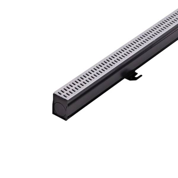 2-1/4 in. x 6 ft. Slim Channel Drain Kit Gray Grates, End Caps, Outlets, Coupling and Anchor Clips