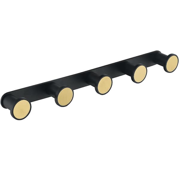ruiling NOVEL Knob Bath Hook in Stainless Steel Matte Black 5 post Wall-Mounted Hook Rack