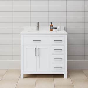 Beckett 36 in. W x 22 in. D x 35 in. H Single Sink Bathroom Vanity in White with Carrara Cultured Marble Top