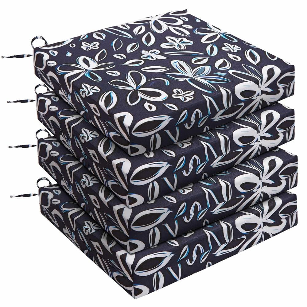 19 x 19 x 3 in Outdoor Chair Cushions 4 Pack Water Resistant Tied Seat Pads Navy White price history on PriceWatchPro