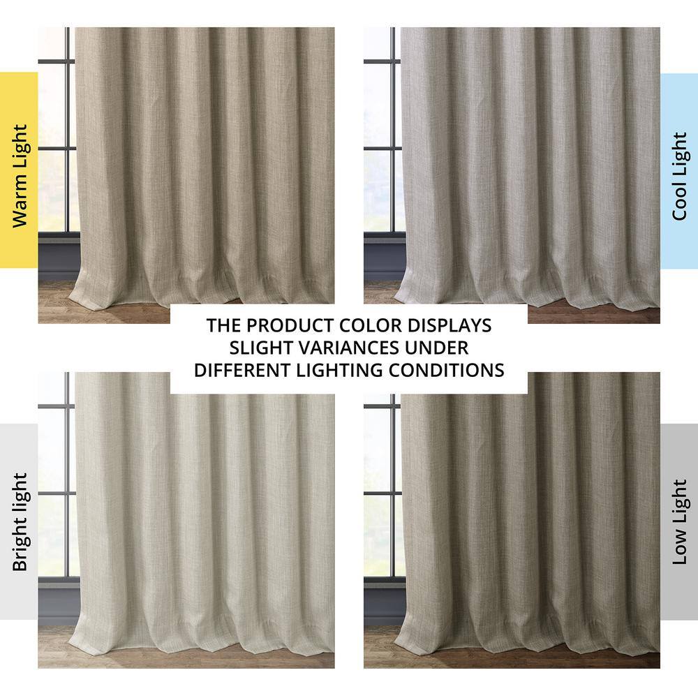 Oatmeal Faux Linen Room Darkening Drape Panel, 50W X 96L