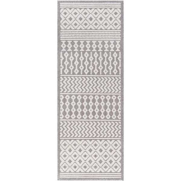 Livabliss Lyna Gray Bohemian 3 ft. x 7 ft. Machine-Washable Indoor Runner Area Rug