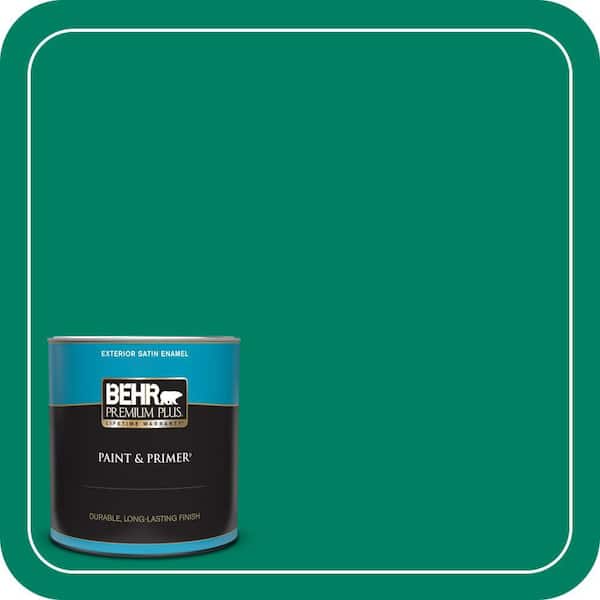BEHR PREMIUM PLUS 1 qt. #480B-6 Treasure Isle Satin Enamel Exterior Paint & Primer