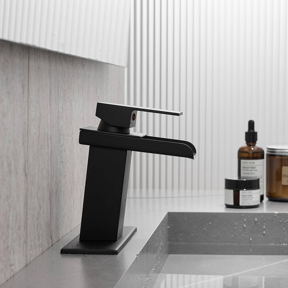 Matte Black Stainless Steel Single Handle Waterfall Bathroom Faucet