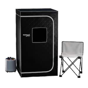 1-Person Indoor Acrylic Portable Steam Sauna with 2.0L Steam Generator, Chair and Mat in Black
