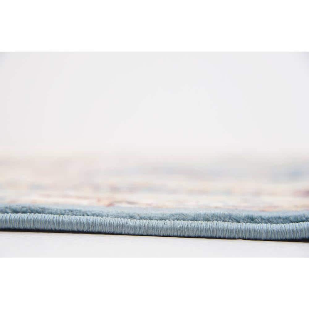 Blue Floral Rectangular Stain-Resistant Area Rug 10' x 13'