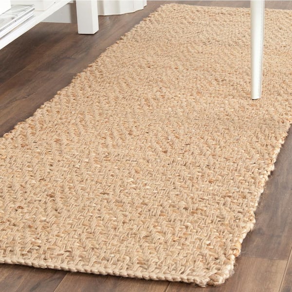 Natural Fiber Beige 2 ft. x 7 ft. Chevron Runner Rug