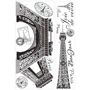 18 in. x 40 in. Eiffel Tower 13-Piece Peel and Stick Giant Wall Decal
