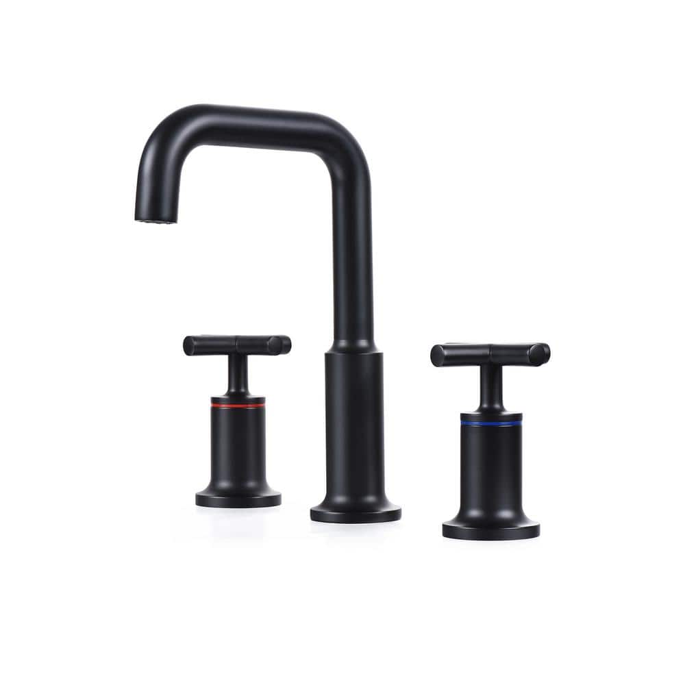 8 in. Simple Widespread Deck Mount 2-Handle Bathroom Faucet Rotary Hot/Cold