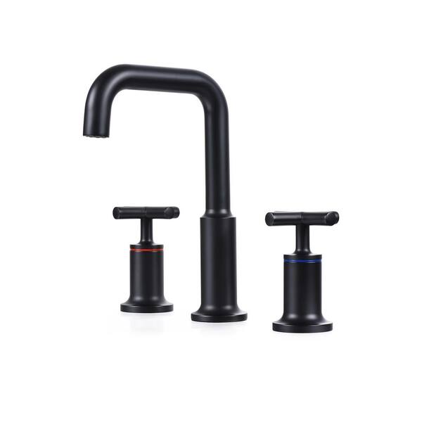 8 in. Simple Widespread Deck Mount 2Handle Bathroom Faucet Rotary Hot