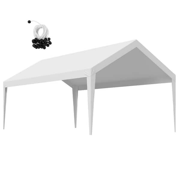 12 x 20 ft. Carport Replacement Canopy, Portable Garage Tent Cover, UV-Resistant & Waterproof Shelter Tarp, White