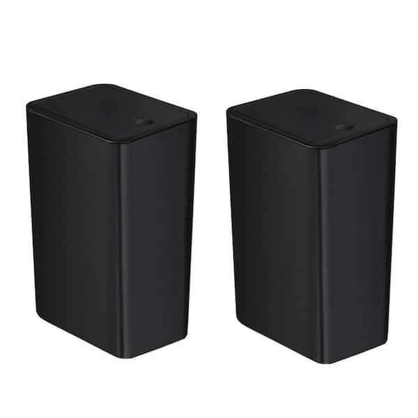 2.6 Gallon Black Trash Can, Small Trash Bin Waste Basket with Pop-Up Lid, 2 Pack