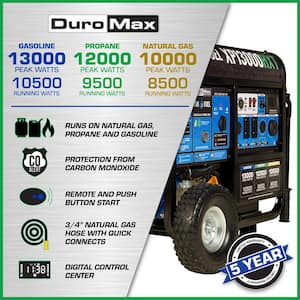 13,000-Watt/10,500-Watt Tri-Fuel Remote Start Gasoline Propane Natural Gas Portable Generator with CO Alert