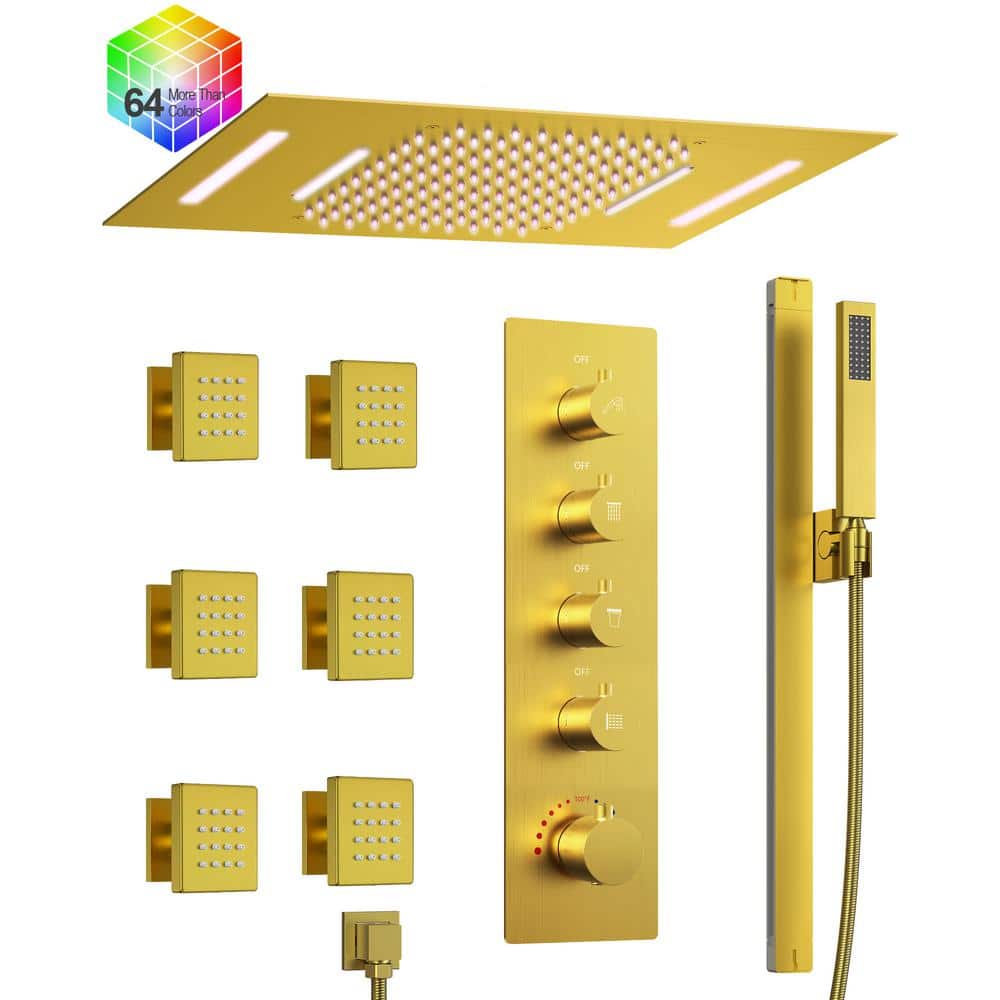 GRANDJOY 23 x 15 in. 15Spray Smart LED Luxury MultiFunction Wall Bar