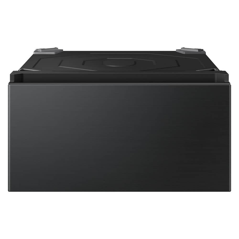 27 in. Laundry Pedestal in Brushed Black with Storage Drawer for All-In-One