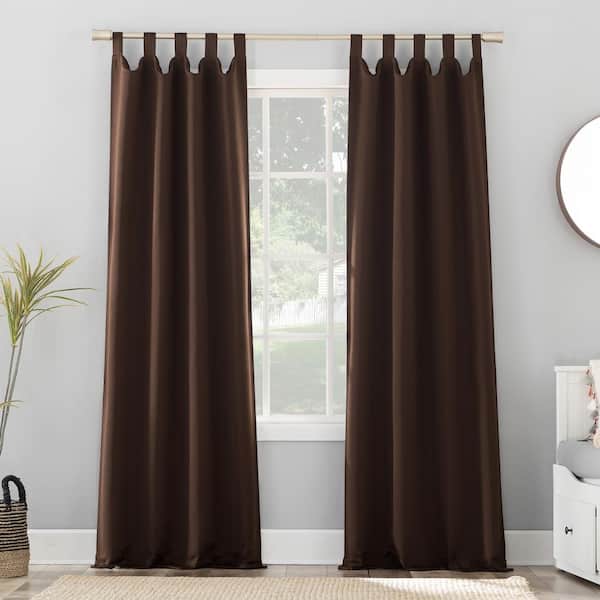 Gavin Energy Saving Chocolate Polyester 40 in. W x 63 in. L Tab Top Blackout Curtain (Single Panel)