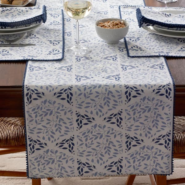 Company Cotton Hanukkah 16 in. W x 90 in. L Blue Seasonal Cotton Table Runner