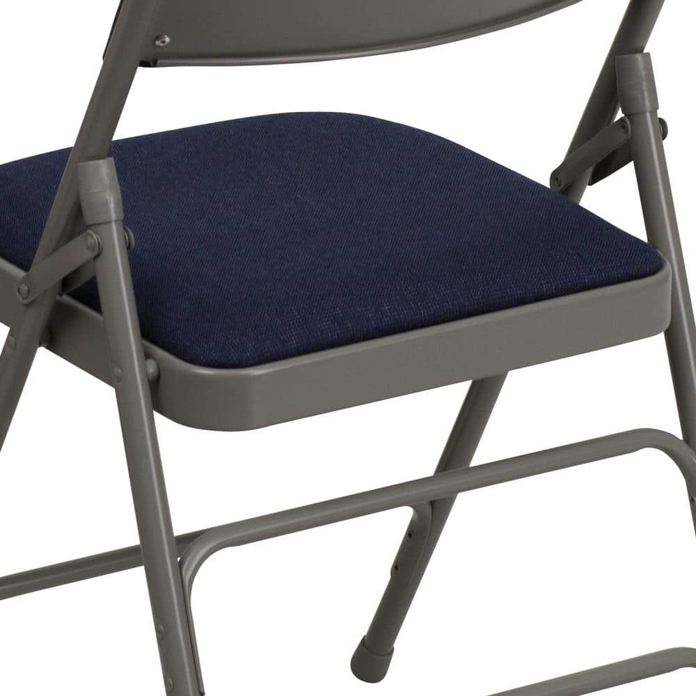Navy Fabric Metal Folding Reception Chair with Padded Seat