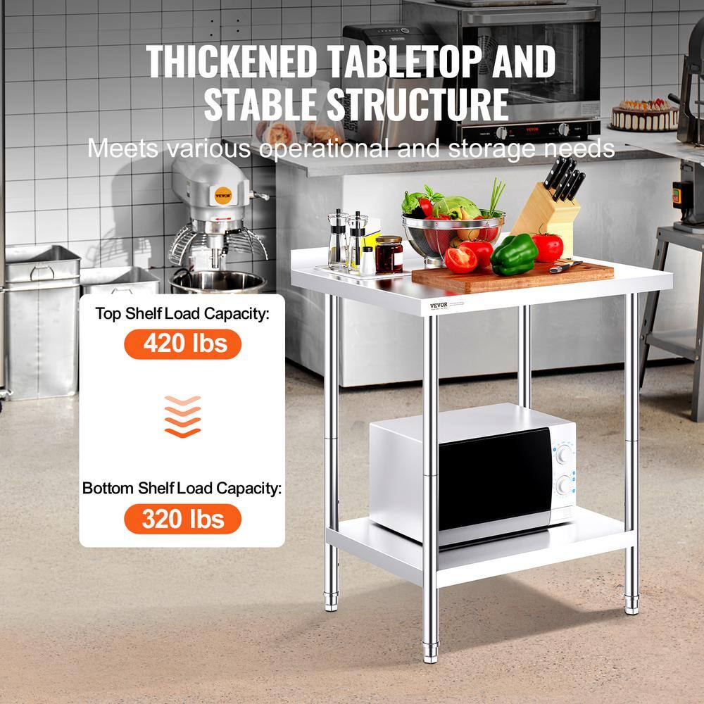 Silver Stainless Steel Adjustable Height Kitchen Work Table