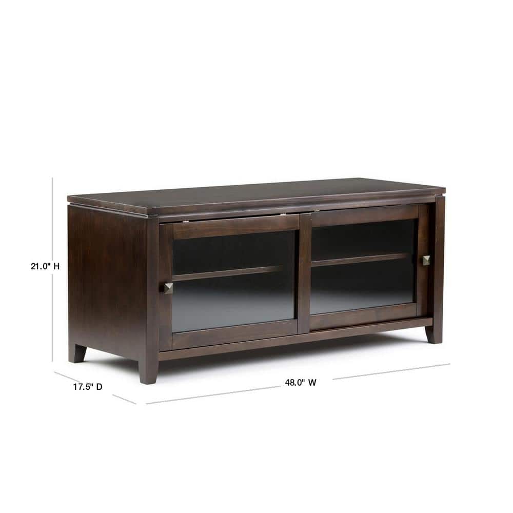 Cosmopolitan Mahogany Brown Solid Wood TV Stand with Cabinet