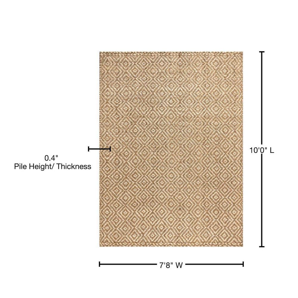 Ivory Diamond Braided Handmade Reversible 8' x 10' Jute Rug