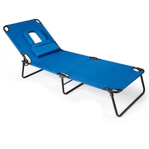 Folding Iron Outdoor Chaise Lounge Chair Bed Adjustable Patio Beach Camping Recliner