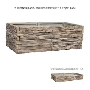 Raised Garden Bed Tan/Brown Ledgestones - Composite Polyurethane Natural Look & Feel Stone Garden Planter Box (6-Pack)