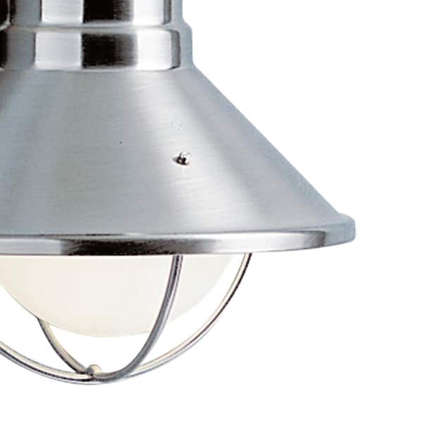 Seaside 1-Light Brushed Nickel Outdoor Hardwired Barn Sconce with No Bulbs Included (1-Pack)
