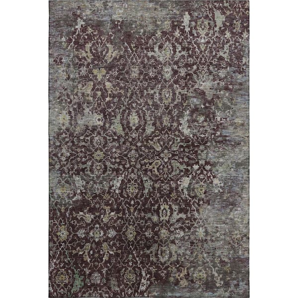 Mayfield Premium Machine Washable Abstract AMF2359 Burgundy 10 ft. x 14 ft. Area Rug