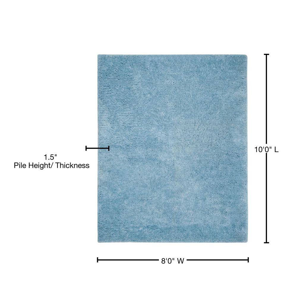 Light Blue 8' x 10' Handmade Tufted Shag Rug