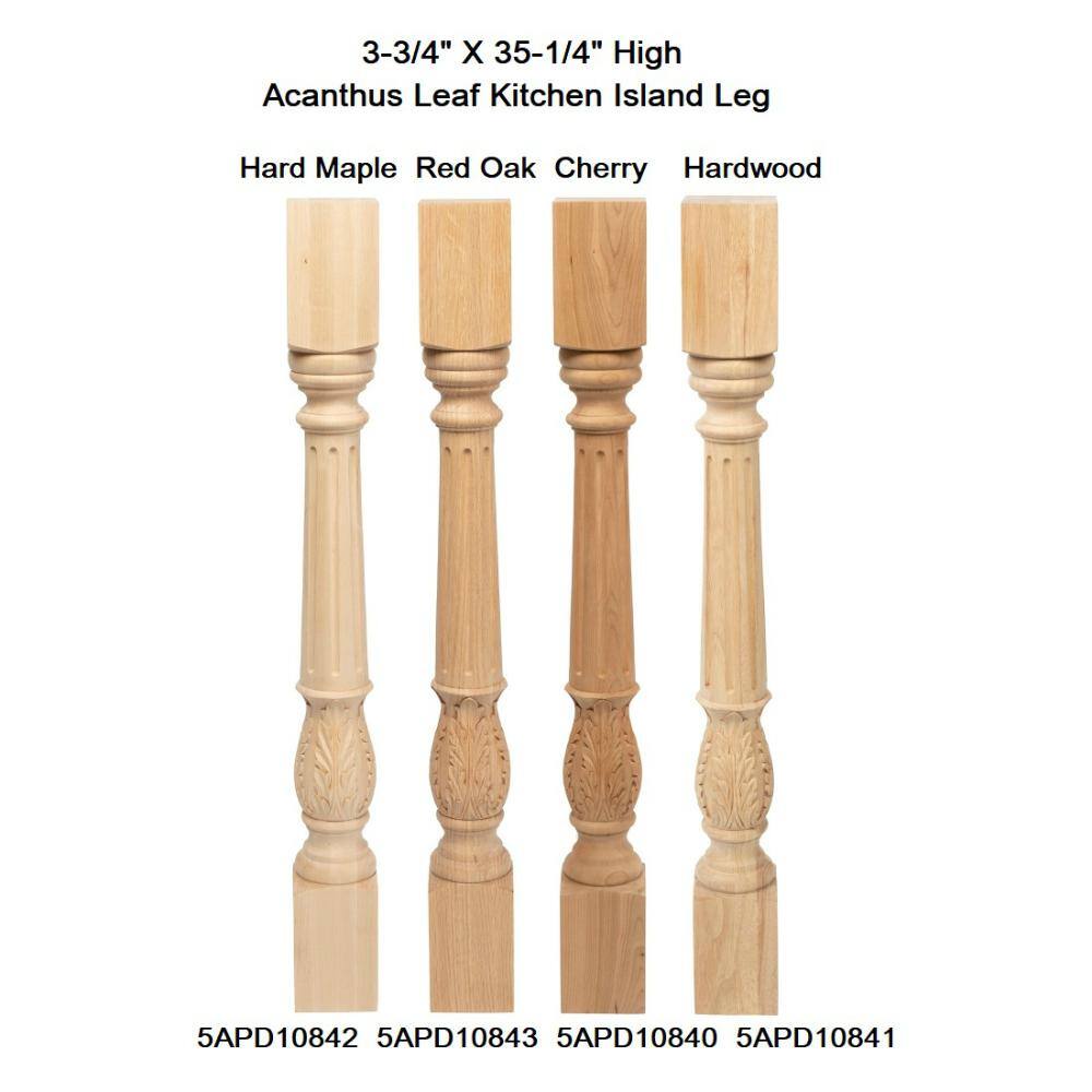 Cherry Wood Acanthus Leaf Kitchen Island Leg 35.25"