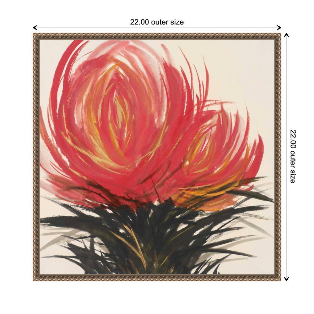 Clover Blossom II Red Floral Canvas Print with Bronze Frame