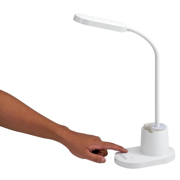 BLACK+DECKER 13 in. LED Craft Lamp with Storage Cup, White, Indoor