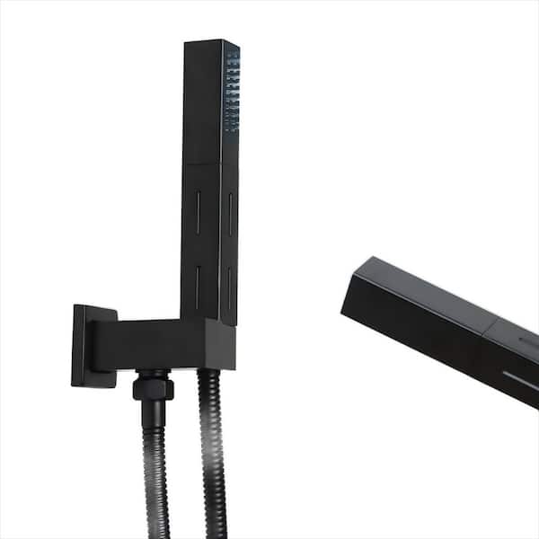 1-Piece 2 in 1 Function Handheld Shower Sprayer Head in Black with 59 in. Hose and Adjustable Shower Wand Holder