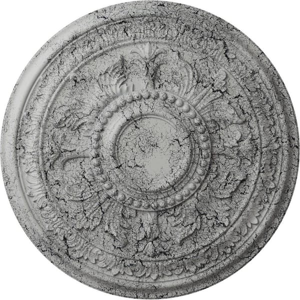 Ekena Millwork 2-1/2 in. x 30-5/8 in. x 30-5/8 in. Polyurethane Tellson Ceiling Medallion, Ultra Pure White Crackle