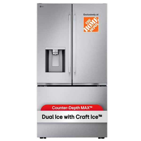 26 cu. ft. 3 Door French Door Refrigerator with Ice and Water Dispenser and Craft Ice in PrintProof Stainless Steel