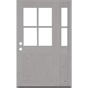 50 in. x 80 in. Knotty Alder Right-Hand/Inswing 4-Lite Clear Glass Grey Stain Wood Prehung Front Door/Right Sidelite