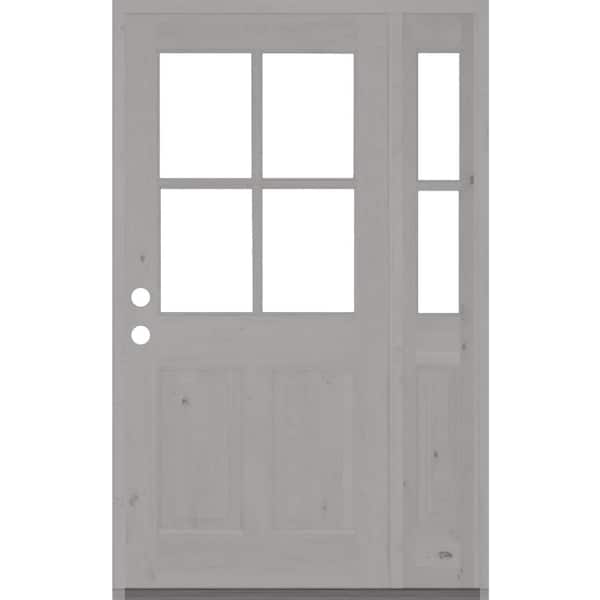 Krosswood Doors 50 in. x 80 in. Knotty Alder Right-Hand/Inswing 4-Lite Clear Glass Grey Stain Wood Prehung Front Door/Right Sidelite