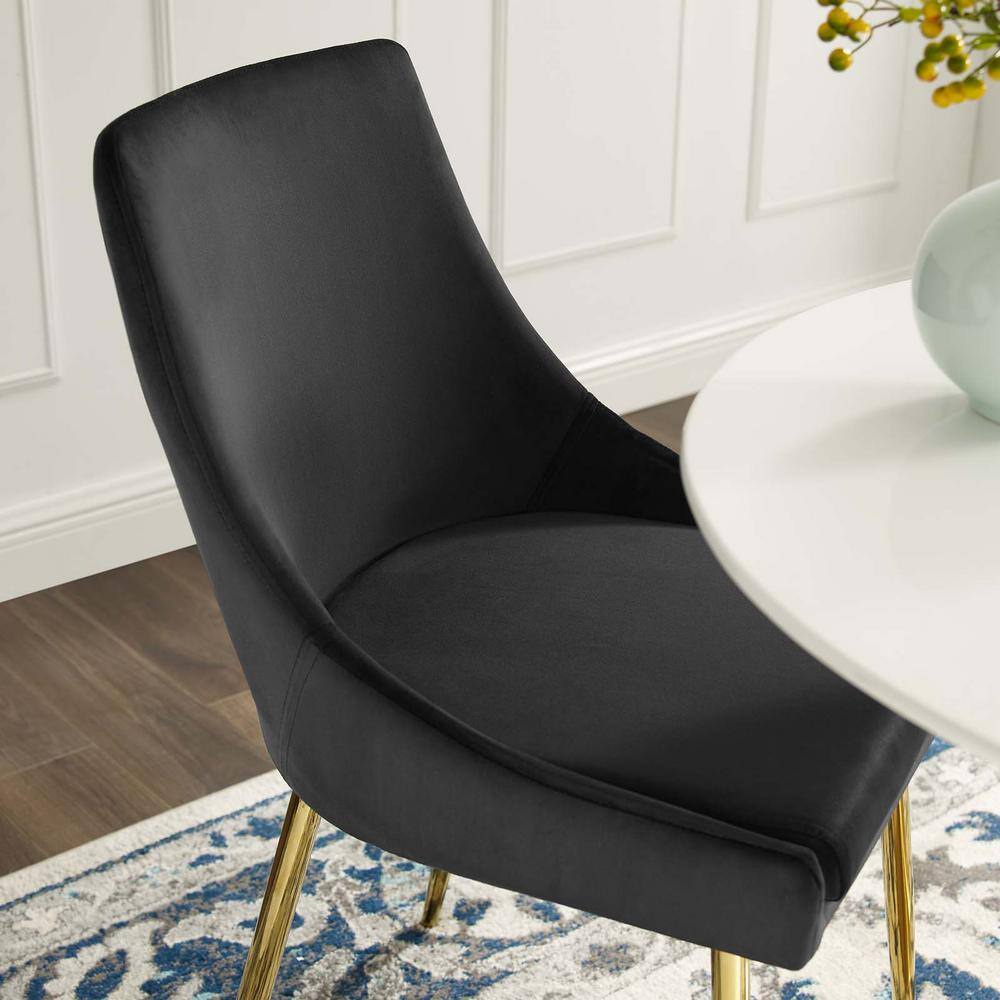 Gold Black Velvet Upholstered Side Chair with Metal Legs
