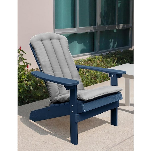 19.7 in. x 18.9 in. Gray Patio Adirondack Chair Cushion with Straps for Indoor and Outdoor