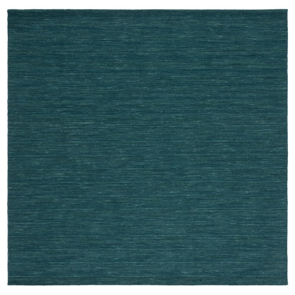 Handmade Dark Green Wool and Cotton Square Area Rug
