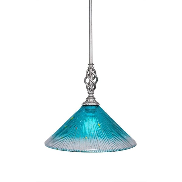 Unbranded Bridgewater 100 W 1-Light Aged Silver Standard Mini Pendant Light with Glass Shade