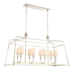 Sylvan 8-Light Polished Nickel Shaded Chandelier with Silk Shade