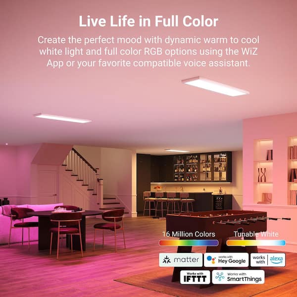 Metalux MMS 1 x 4 Smart Wi-Fi LED Panel Light with WiZ Pro, Full