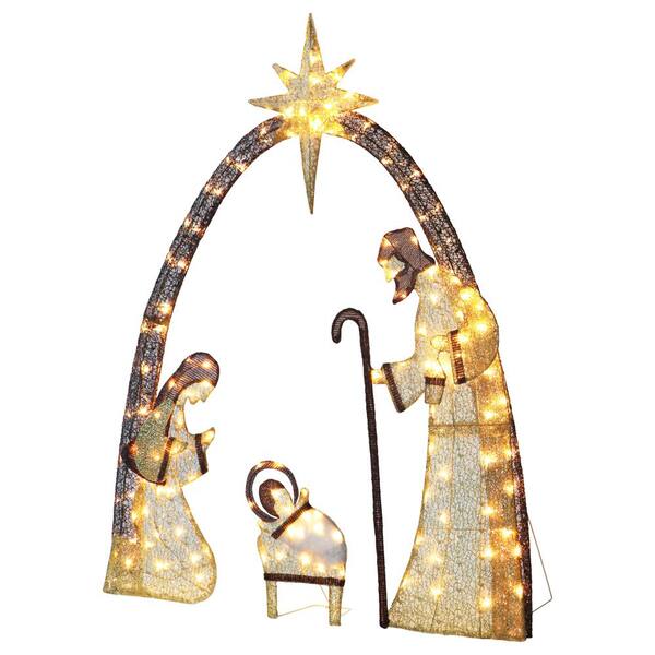 VEIKOUS 5 ft. Warm White LED Nativity Set Christmas Holiday Yard